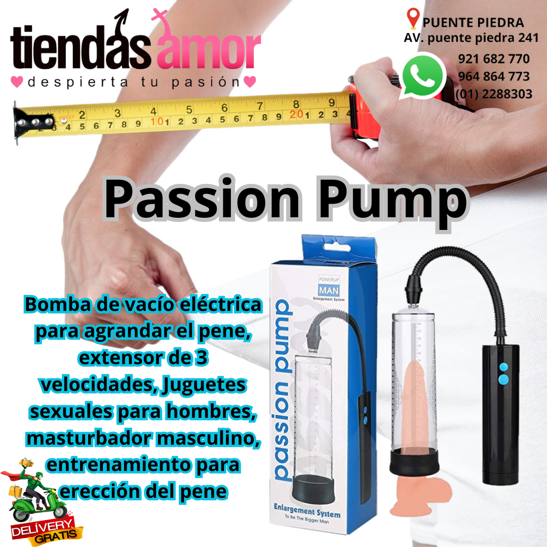 Passion Pump Bomba de Pene Recargable Automática Modo 3 Velocidades